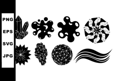 Abstract geometric crystal shapes collection black silhouett Product Image 1