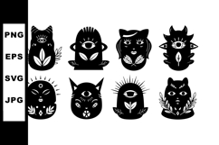 Abstract mystical animals with third eye and floral elements Product Image 1