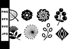 Black and white decorative floral and leaf vector elements f Product Image 1