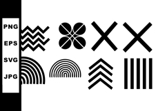 Abstract black geometric shapes vector set with lines and cu Product Image 1