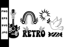 Retro style black and white guitar rainbow dove and candy ve Product Image 1