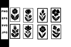 Black and white floral vector illustrations with tulip and h Product Image 1