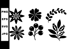 Stylized black botanical flower and berry vector icons set s Product Image 1