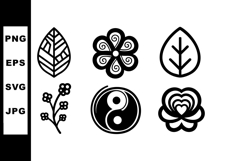 Set of black and white spiritual and nature symbols vector i Product Image 1