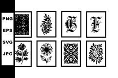 Black and white vintage botanical and floral ornamental vect Product Image 1