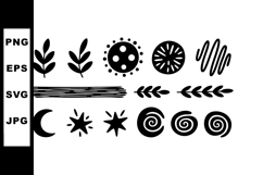 Hand drawn black nature and abstract vector elements for des Product Image 1