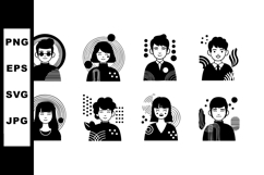 Diverse young people icons with geometric shapes vector set Product Image 1