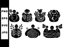 Abstract human figures with fruits and nature elements vecto Product Image 1