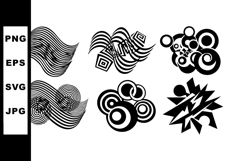 Abstract black and white geometric wave and circle vector sh Product Image 1