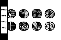 Abstract black and white geometric and swirl pattern circula Product Image 1