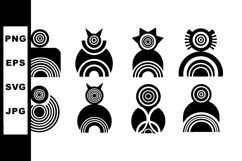 Abstract black tribal art symbols with circular and semicirc Product Image 1