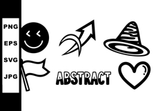 Abstract black and white icons including smiley heart flag a Product Image 1