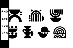 Abstract geometric shapes black vector illustration set with Product Image 1