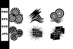 Abstract circular and square black vector shapes with wave a Product Image 1