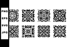 Black and white ornamental floral pattern tiles vector set w Product Image 1