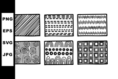 Set of six black and white hand drawn abstract pattern squar Product Image 1