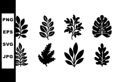 Silhouette vector of various leaf shapes in black simple des Product Image 1