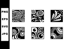 Abstract swirl patterns vector set with black and white deco Product Image 1