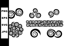 Abstract black swirl spiral shapes vector set with decorativ Product Image 1