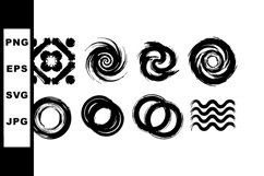 Abstract black swirl and circle brush stroke shapes vector i Product Image 1