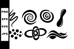 Abstract black ink brush stroke shapes vector illustration w Product Image 1