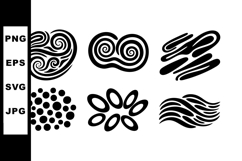 Abstract black tribal tattoo vector set with swirl and wave Product Image 1