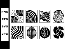 Abstract black and white geometric pattern vector set with c Product Image 1