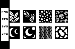 Black and white abstract nature and texture vector icons set Product Image 1