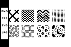 Abstract black and white seamless geometric and floral patte Product Image 1