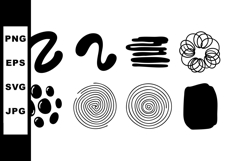 Abstract black ink brush strokes and simple hand drawn vecto Product Image 1