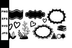 Decorative vintage frames hearts leaves books and geometric Product Image 1