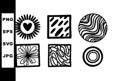 Abstract black and white hand-drawn geometric shapes and pat Product Image 1