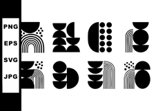 Abstract black geometric shapes and patterns vector illustra Product Image 1