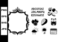 Decorative frame with alphabet letters and assorted icons in Product Image 1