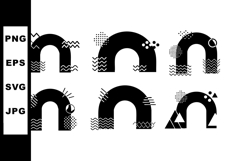 Abstract black horseshoe magnet icons with decorative geomet Product Image 1