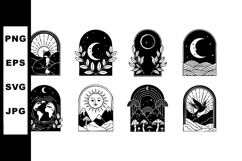 Celestial and Nature Themed Black and White Vector Icons wit Product Image 1