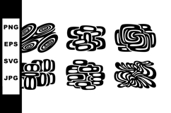 Abstract black and white geometric shapes vector with six un Product Image 1