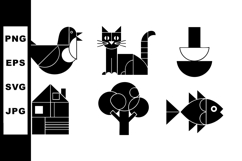 Geometric black and white animal and nature shapes vector il Product Image 1