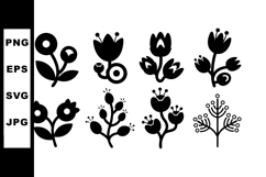 Black floral silhouette vector set with various flower desig Product Image 1