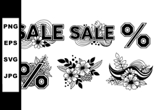 Sale and percentage signs with floral decoration vector illu Product Image 1