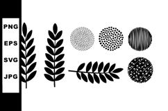 Black leaf and circle shapes vector illustration with natura Product Image 1
