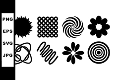 Abstract black geometric shapes vector set with various circ Product Image 1
