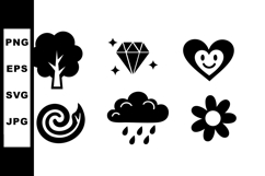 Nature and love icons with tree diamond heart rain flower sw Product Image 1