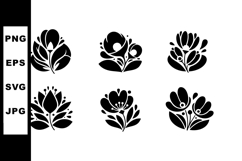 Black Floral Decorative Elements Vector Set with Stylized Pl Product Image 1