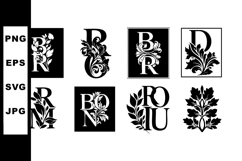 Floral Alphabet Letters R B O N U with Botanical Decorative Product Image 1
