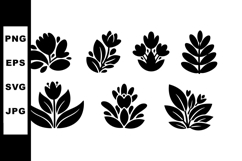 Floral silhouettes set with black botanical shapes for desig Product Image 1