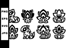 Decorative Indian-style floral and mythical animal vector ic Product Image 1
