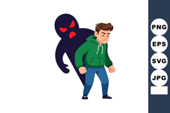 Sad young man with angry shadow behind him symbolizing inner Product Image 1