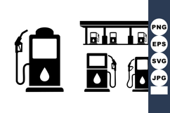 Gas Station Fuel Pump Silhouettes Vector Illustration Product Image 1