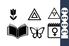 Minimalist Black Tulip Flower Icons Pack Product Image 1